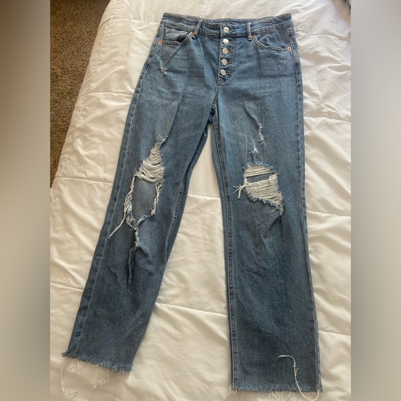 Wild Fable Super High Rise Ripped Blue Jeans - Picture 1 of 3